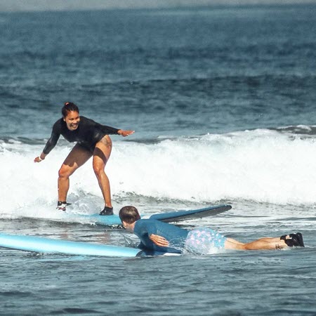 Lady Enjoying Surfing